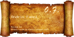 Ondris Fanni névjegykártya